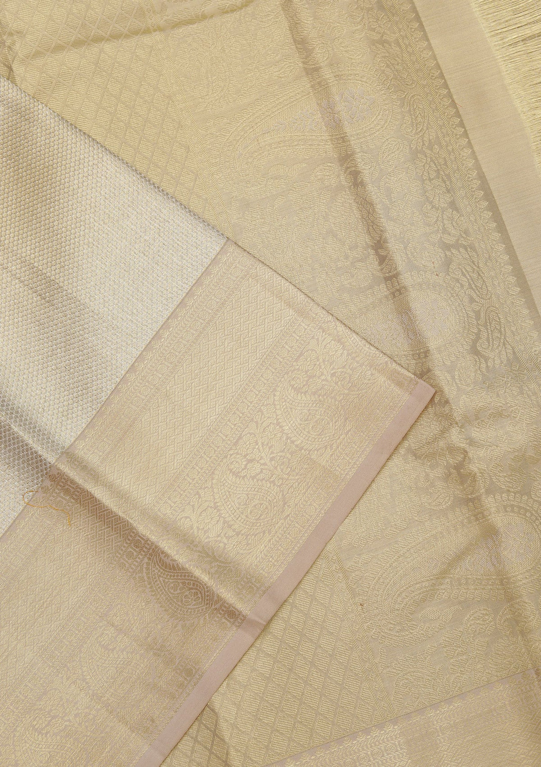 Beige Zariwork Pure Silk Saree-Koskii