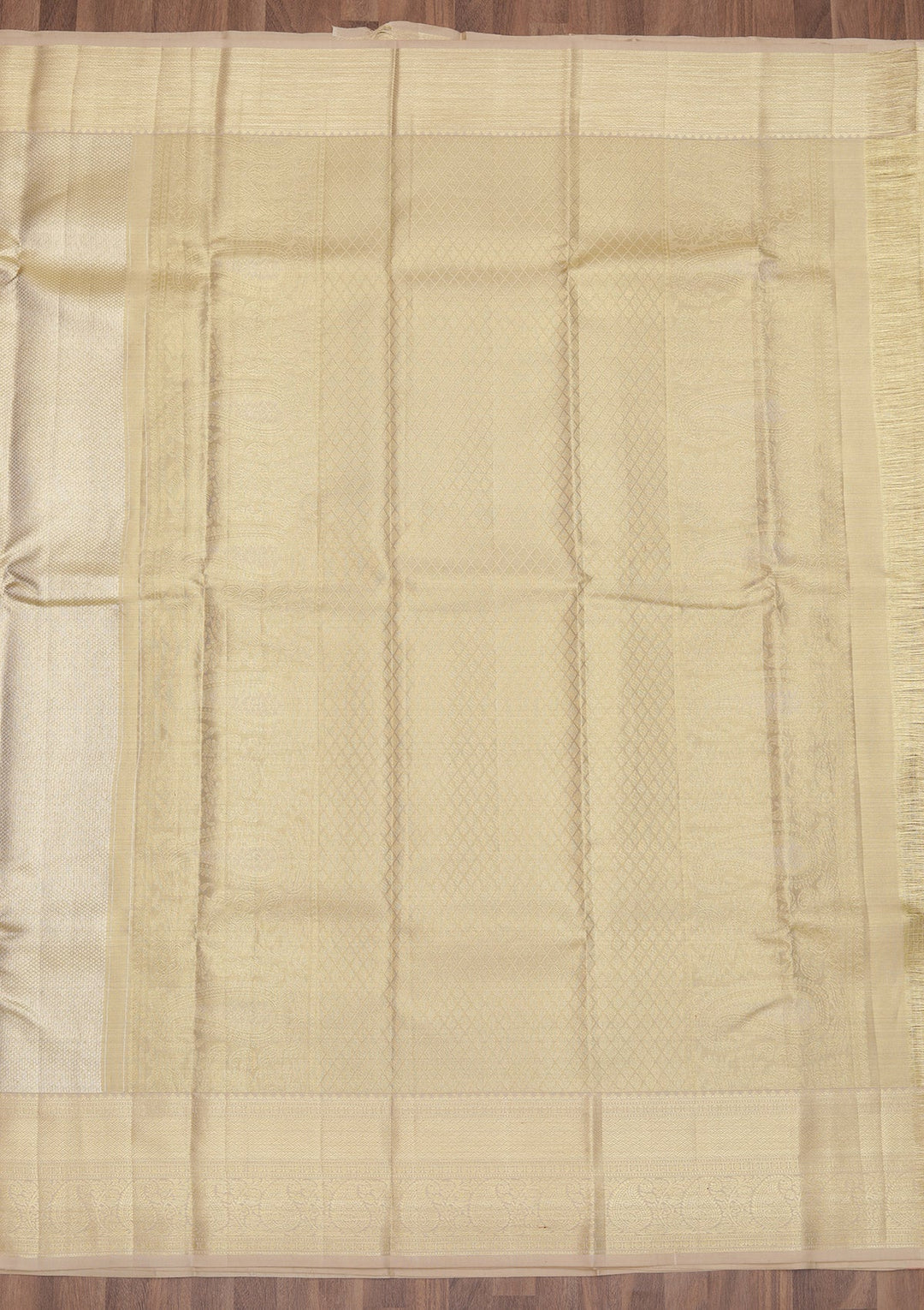 Beige Zariwork Pure Silk Saree-Koskii