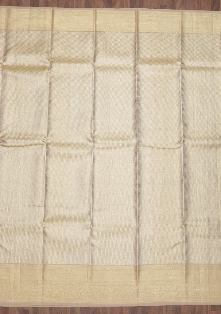 Beige Zariwork Pure Silk Saree-Koskii