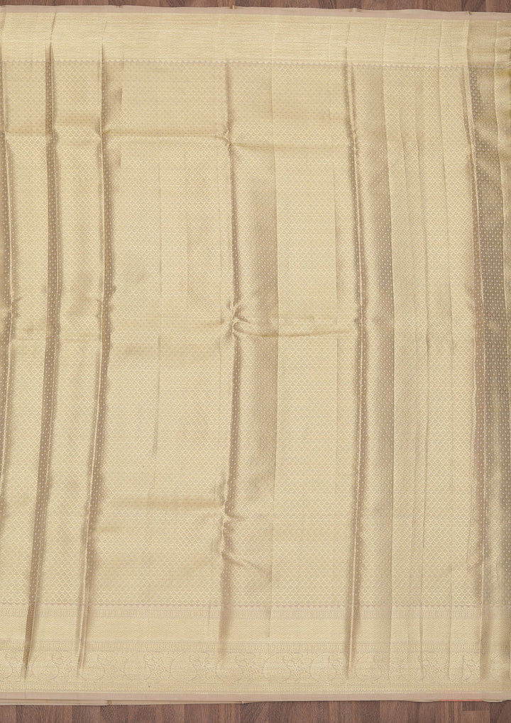 Beige Zariwork Pure Silk Saree-Koskii