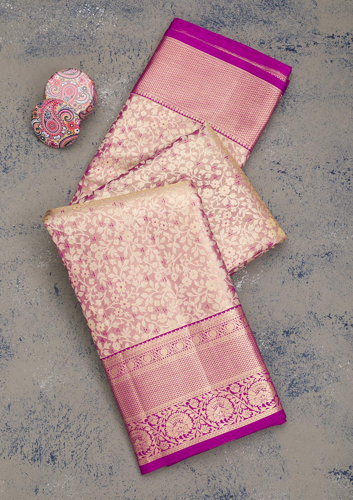 Beige Zariwork Pure Silk Saree-Koskii