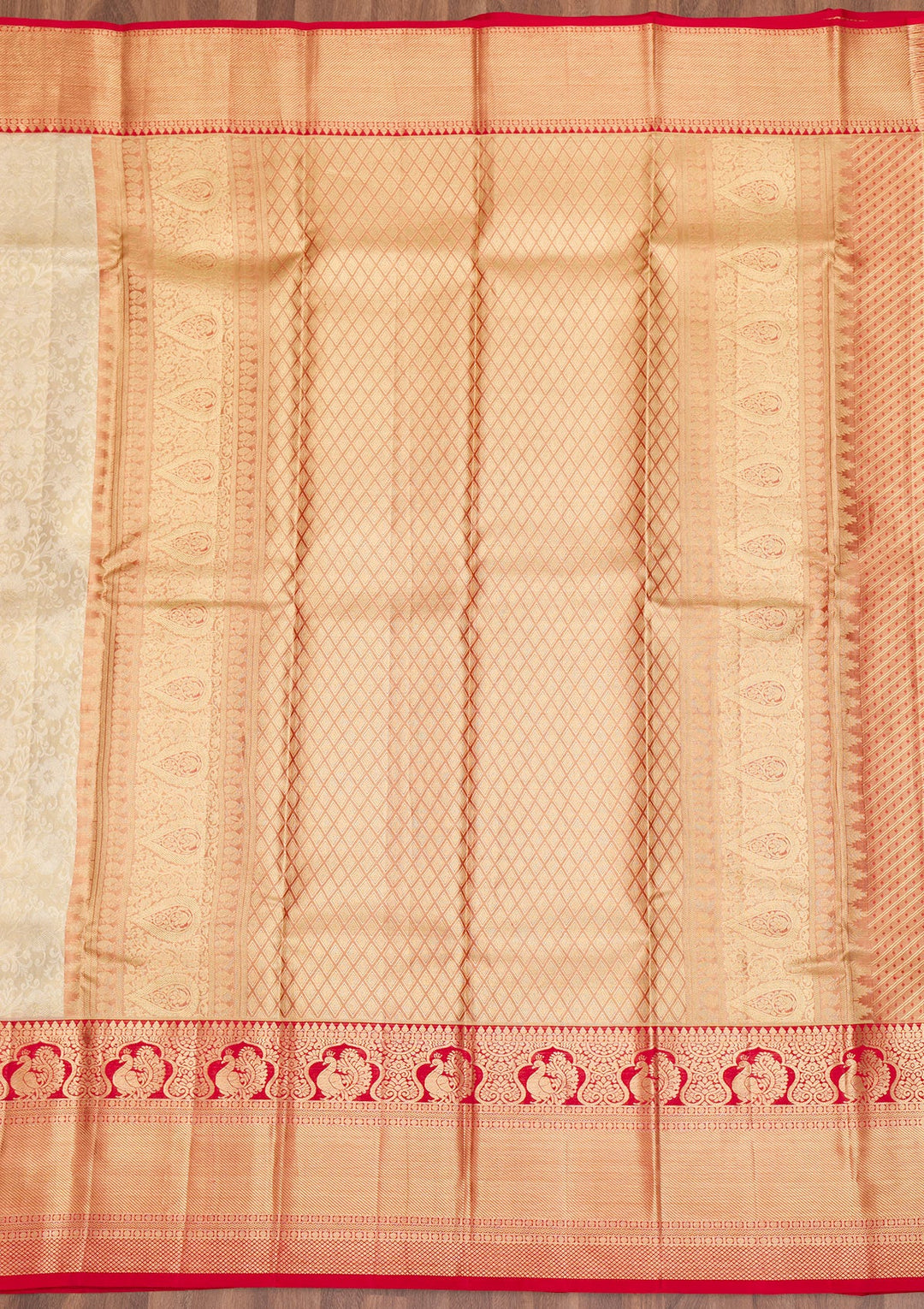 Beige Zariwork Pure Silk Saree-Koskii