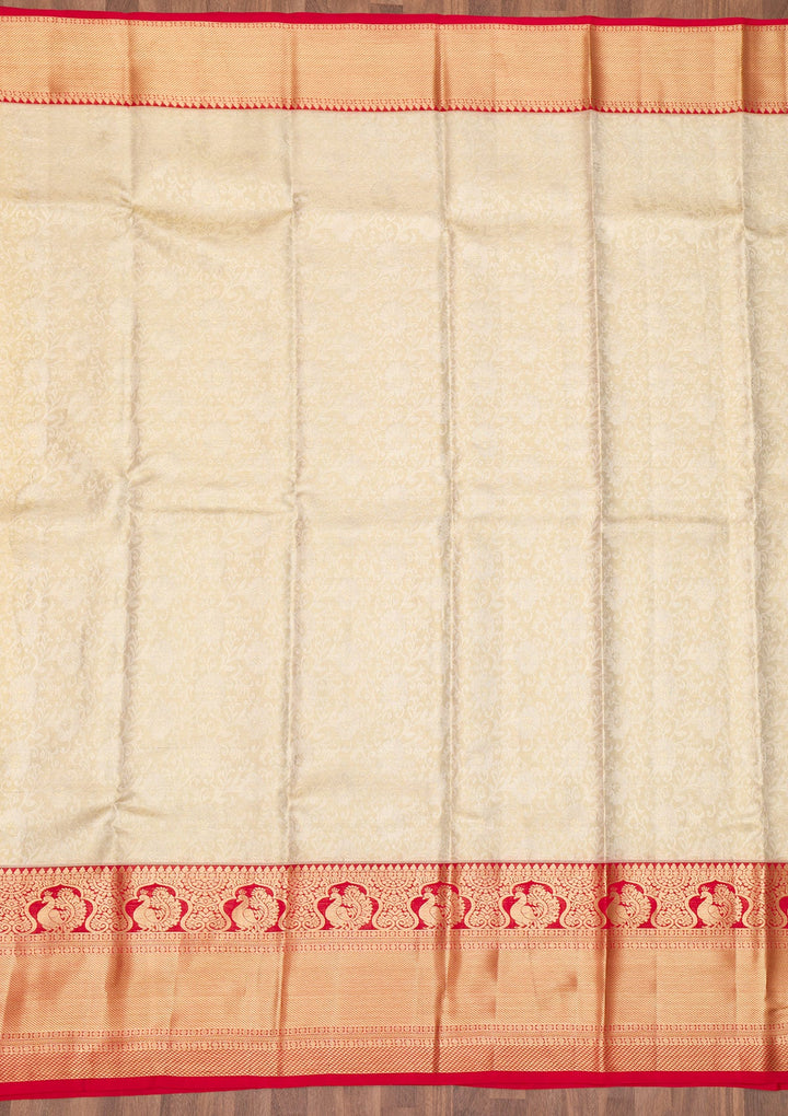 Beige Zariwork Pure Silk Saree-Koskii