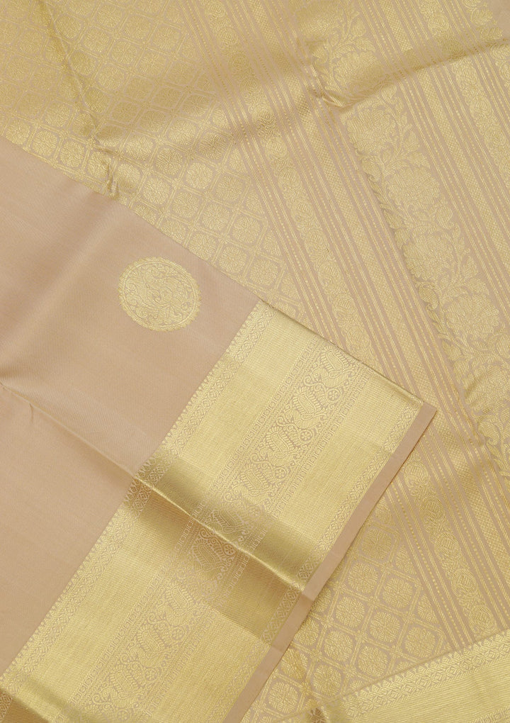 Beige Zariwork Pure Silk Saree-Koskii