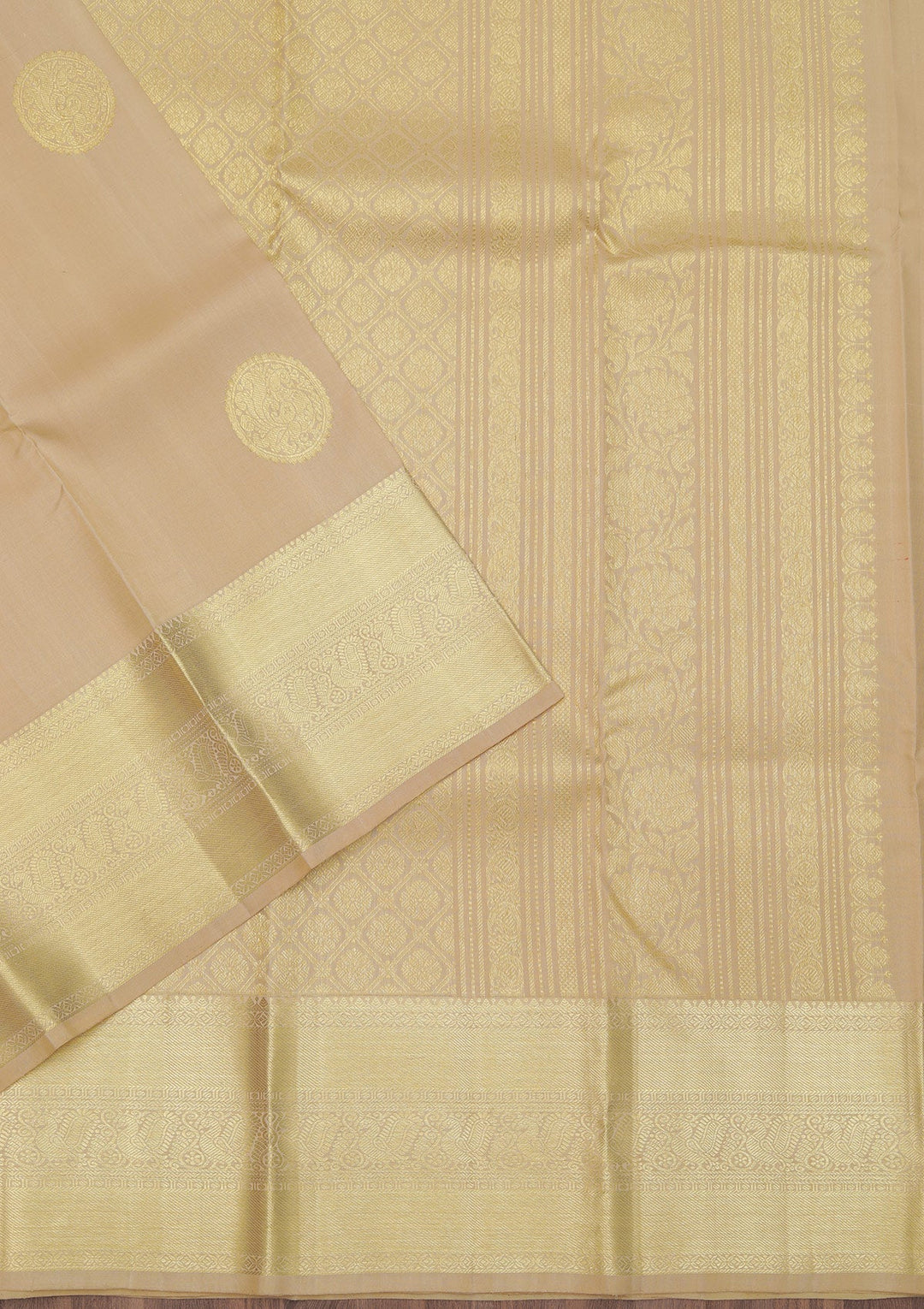 Beige Zariwork Pure Silk Saree-Koskii