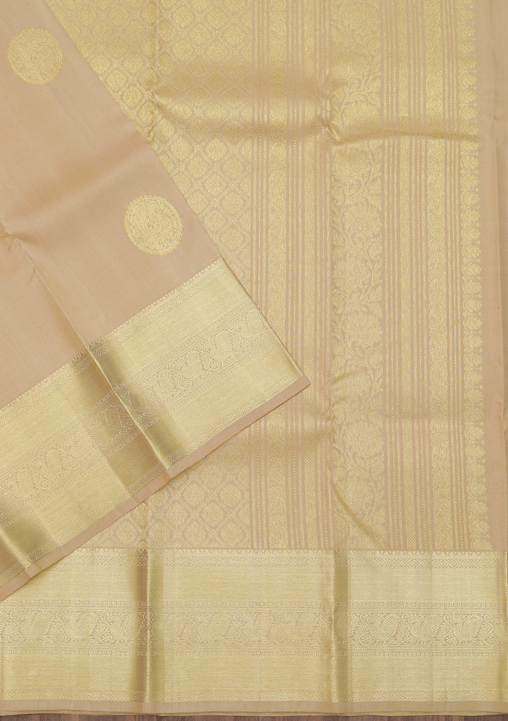 Beige Zariwork Pure Silk Saree-Koskii