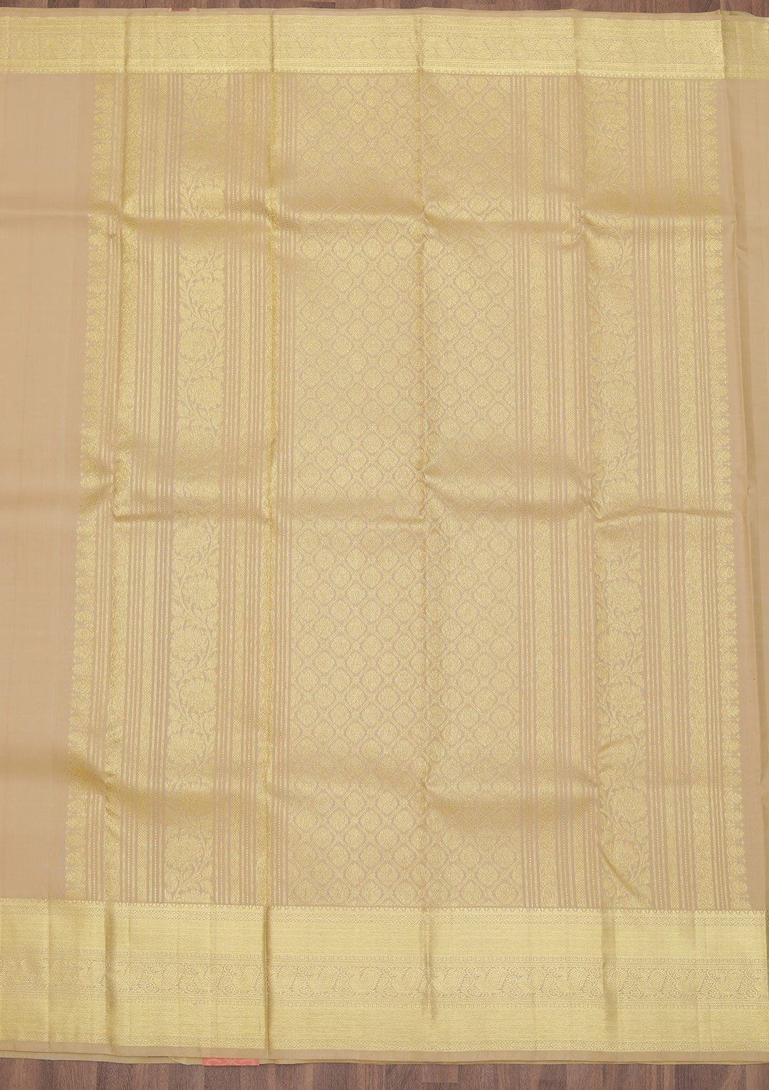 Beige Zariwork Pure Silk Saree-Koskii