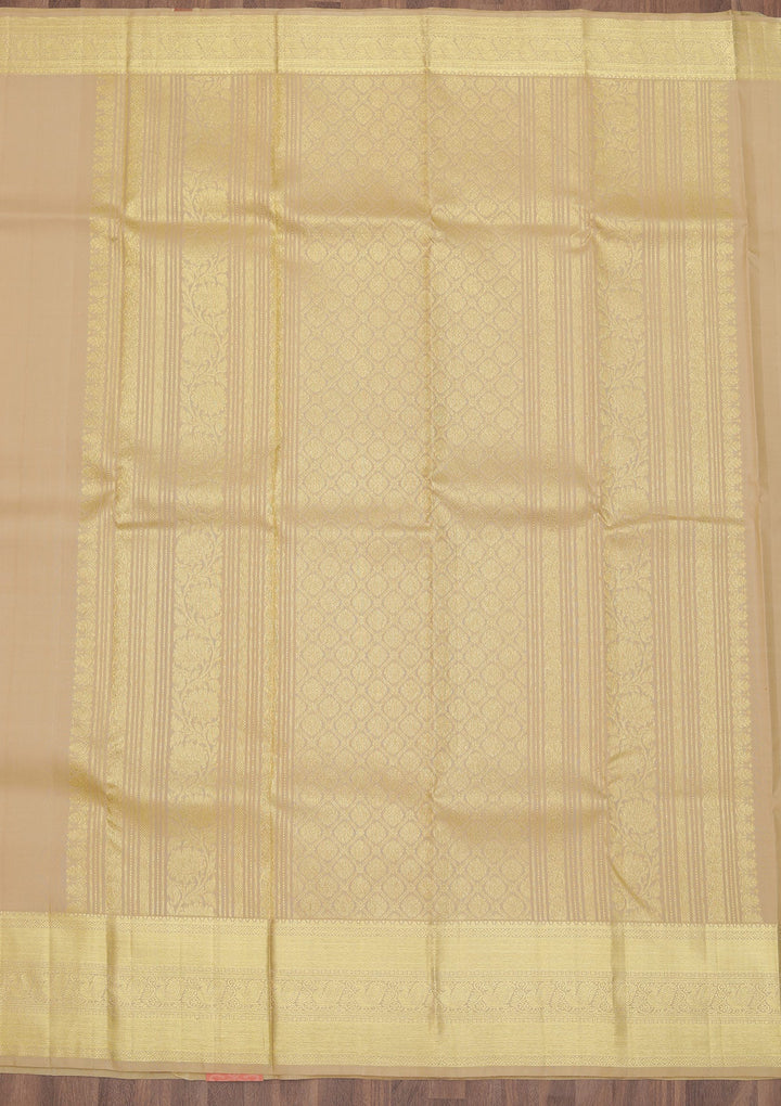 Beige Zariwork Pure Silk Saree-Koskii