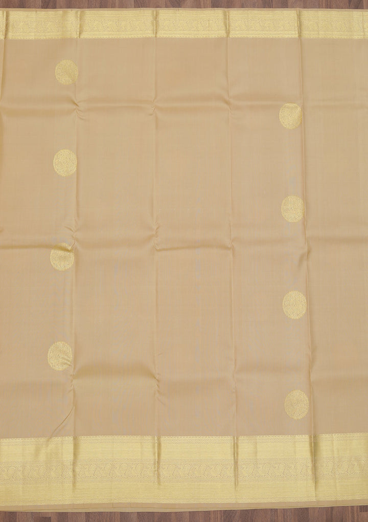 Beige Zariwork Pure Silk Saree-Koskii