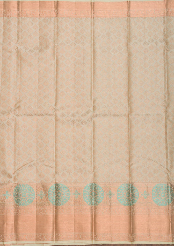 Beige Zariwork Pure Silk Saree-Koskii