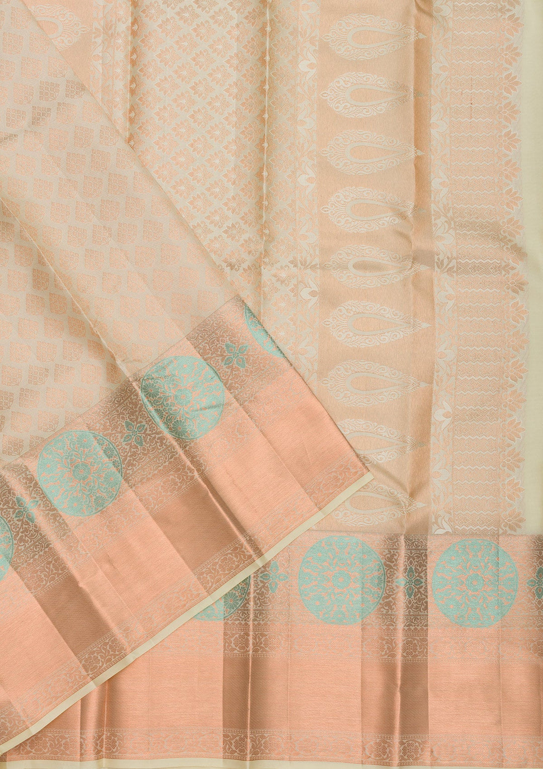 Beige Zariwork Pure Silk Saree-Koskii