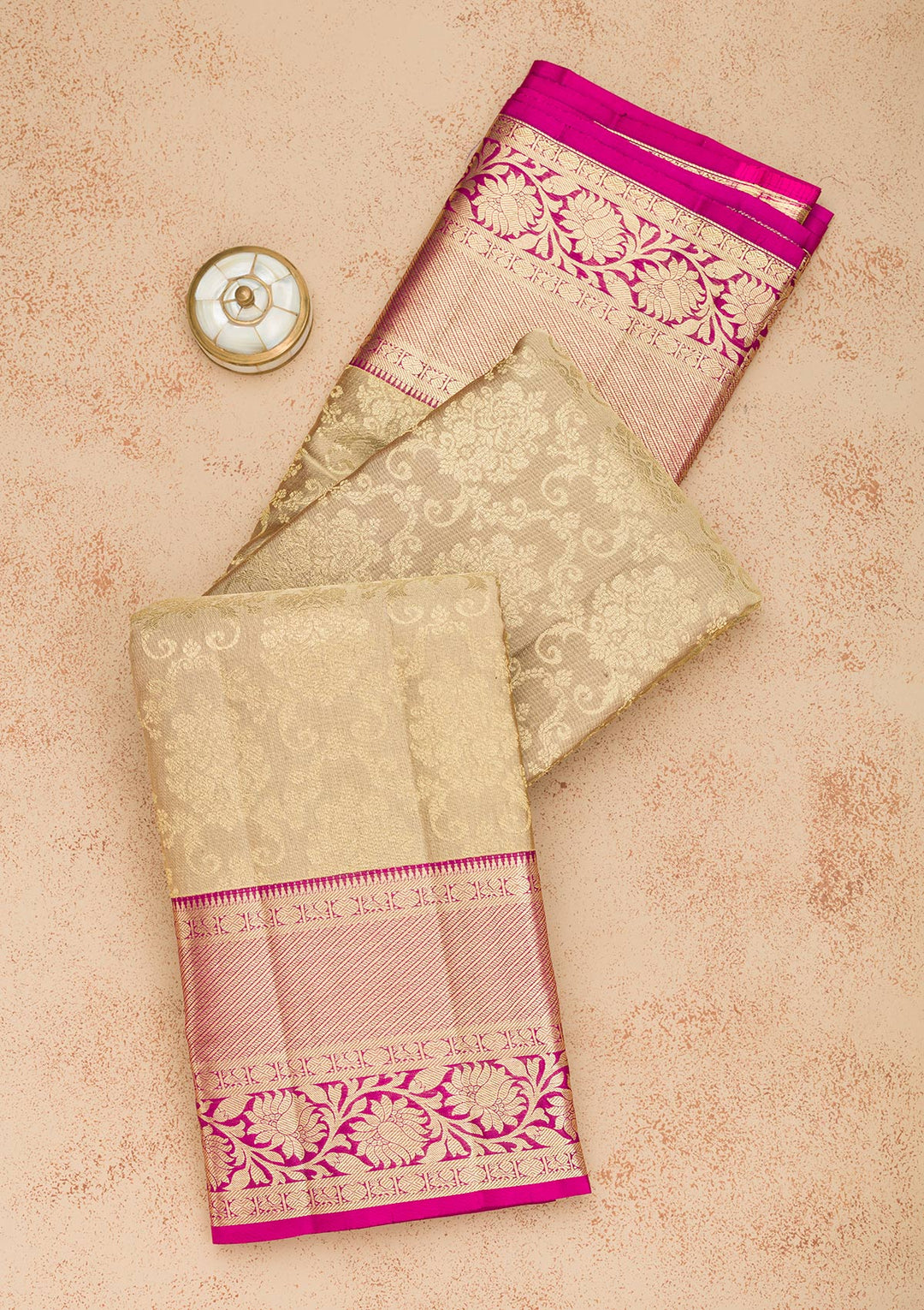 Beige Zariwork Pure Silk Saree-Koskii