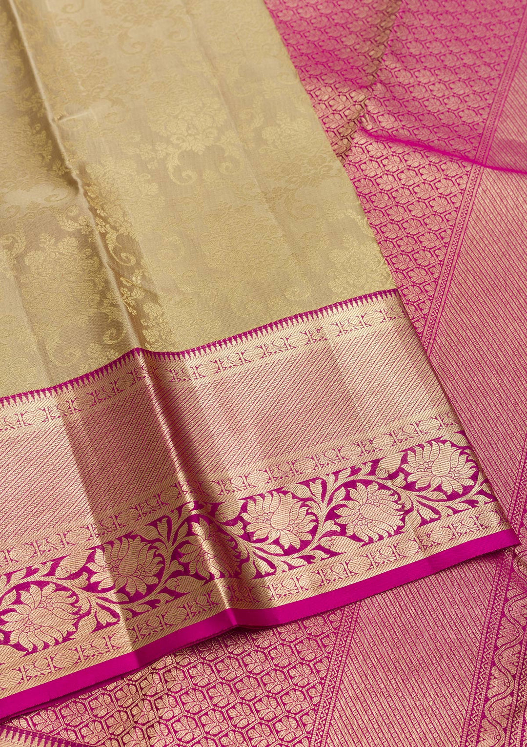 Beige Zariwork Pure Silk Saree-Koskii