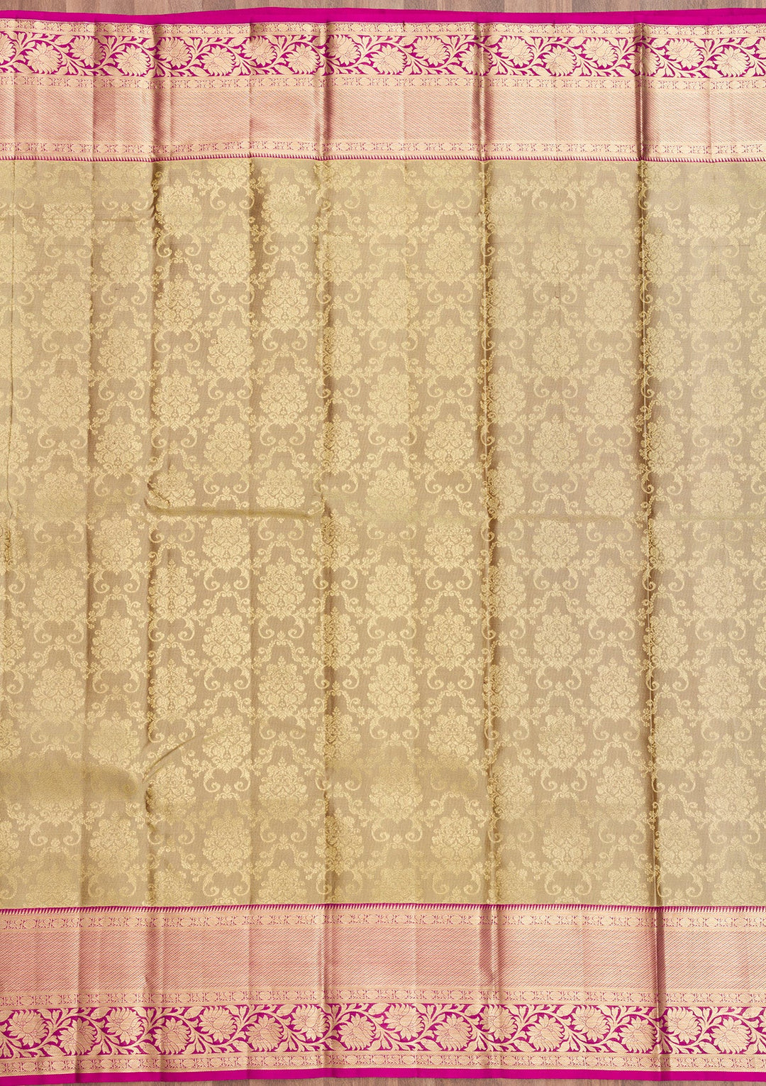 Beige Zariwork Pure Silk Saree-Koskii