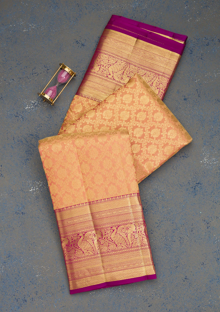 Beige Zariwork Pure Silk Saree-Koskii