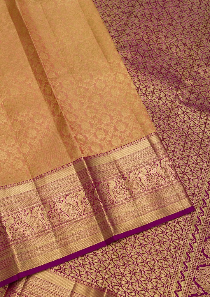 Beige Zariwork Pure Silk Saree-Koskii