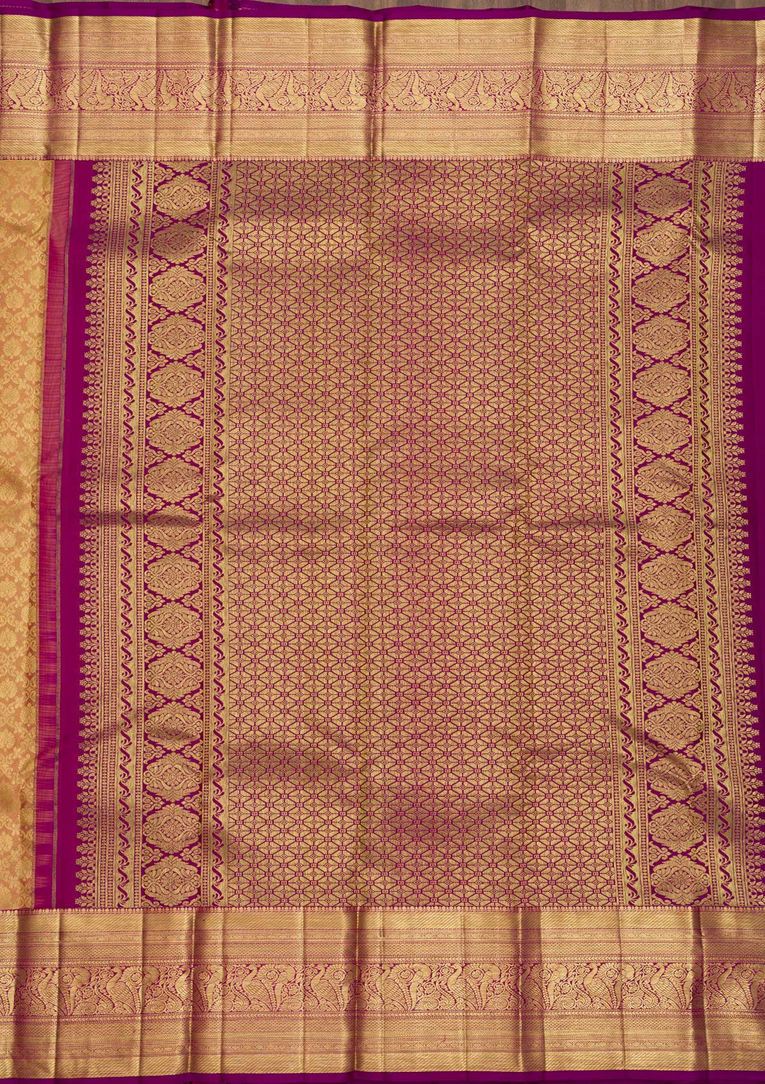 Beige Zariwork Pure Silk Saree-Koskii