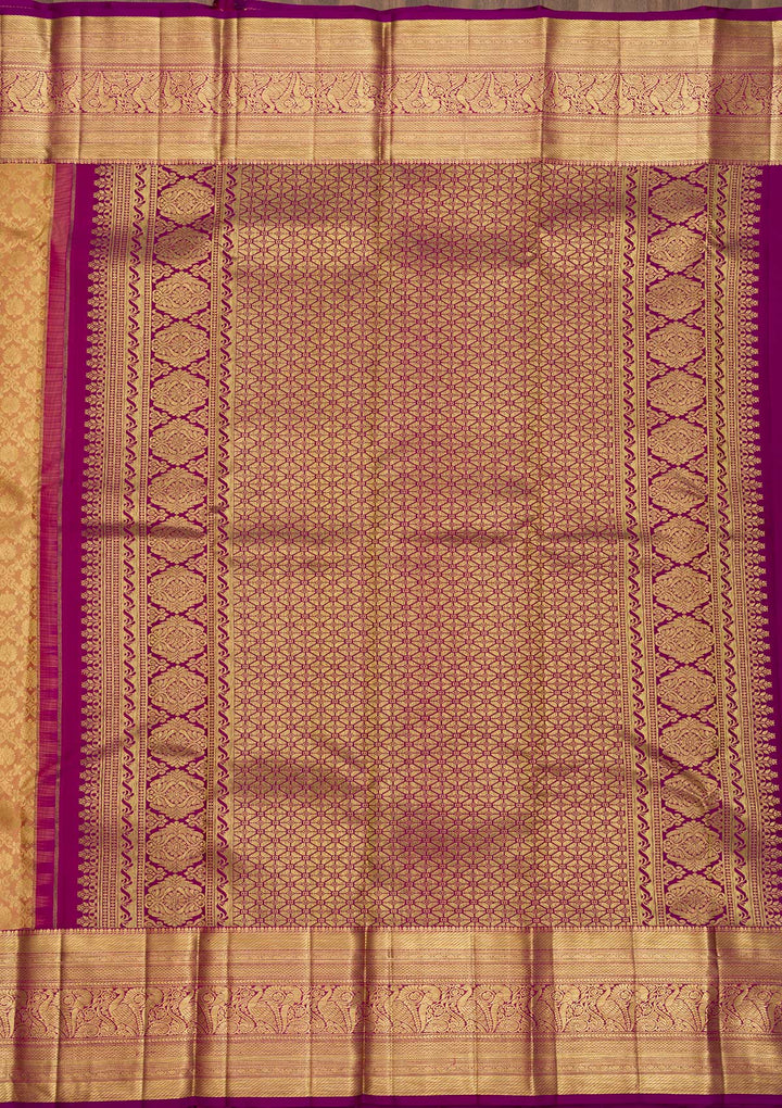 Beige Zariwork Pure Silk Saree-Koskii