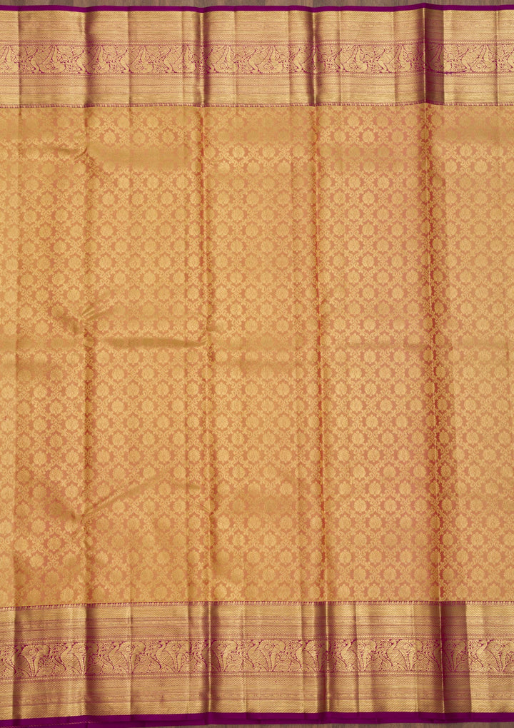 Beige Zariwork Pure Silk Saree-Koskii