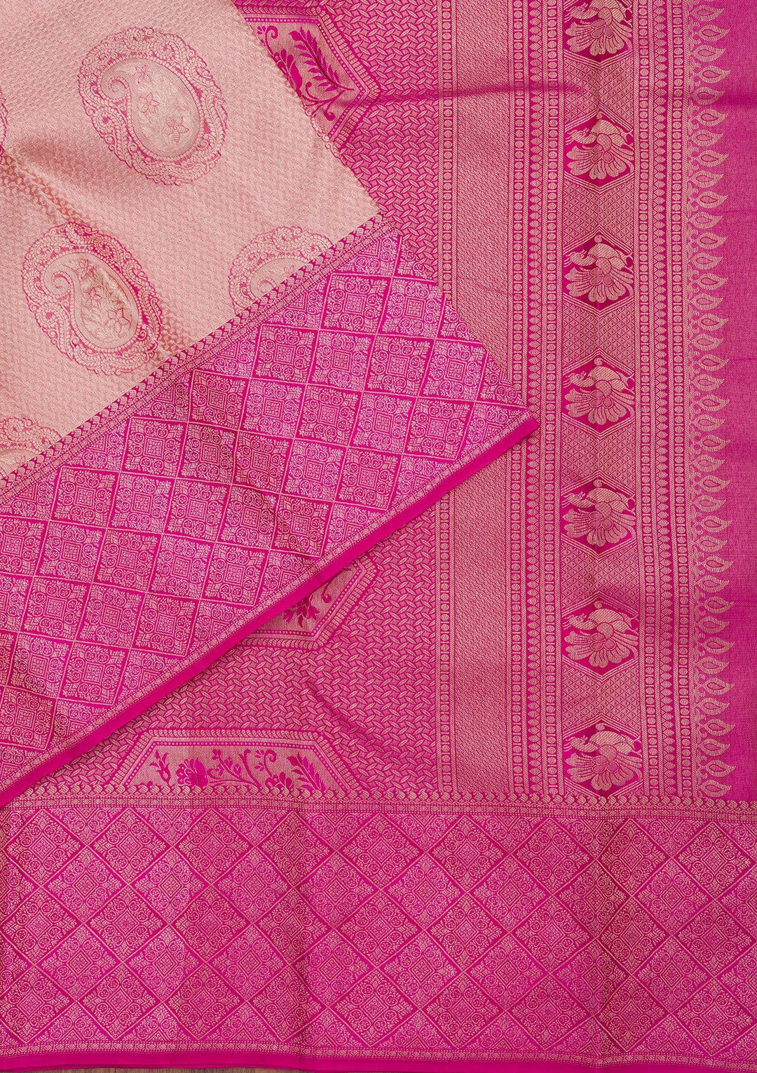 Beige Zariwork Pure Silk Saree-Koskii