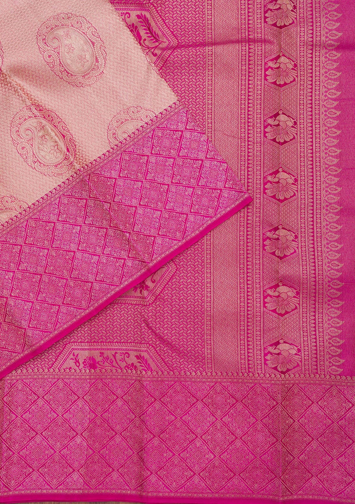 Beige Zariwork Pure Silk Saree-Koskii