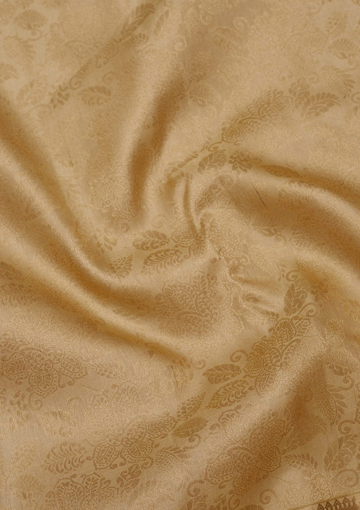 Beige Zariwork Pure Silk Saree-Koskii
