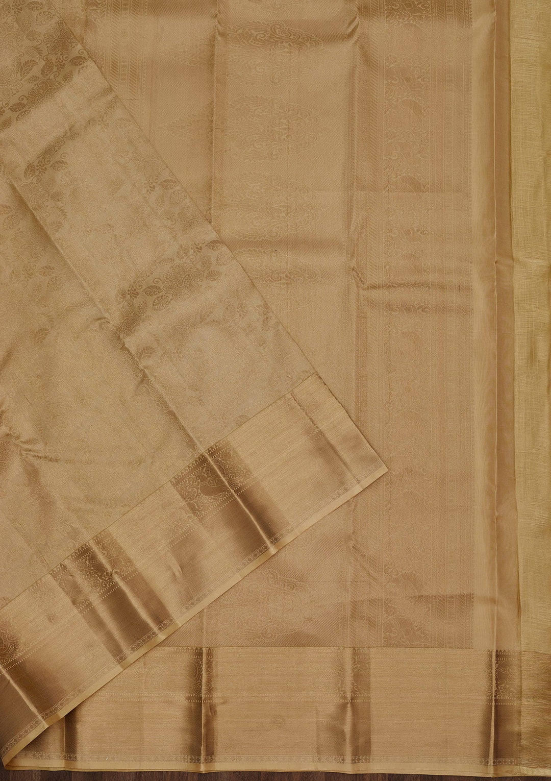 Beige Zariwork Pure Silk Saree-Koskii