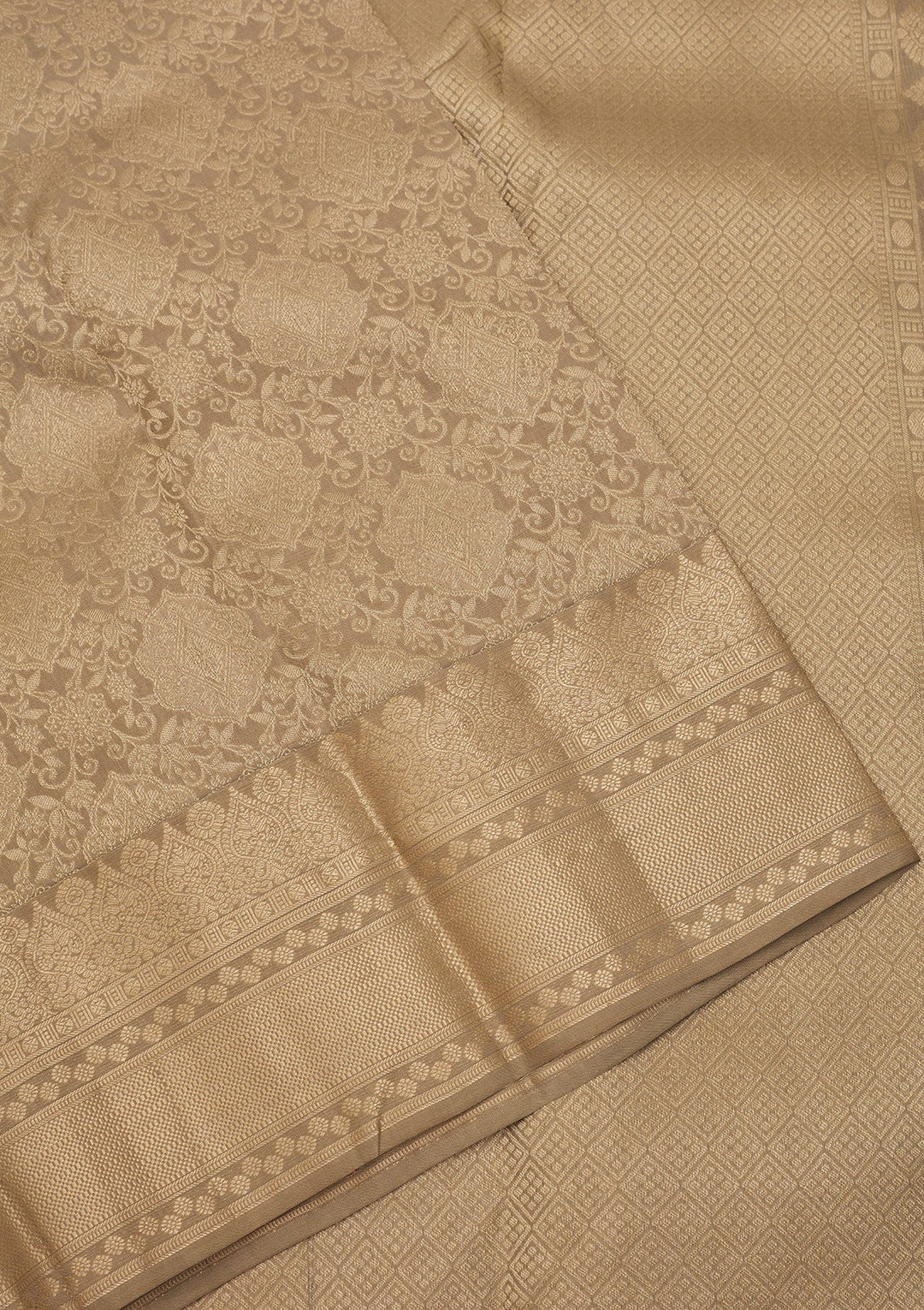 Beige Zariwork Pure Silk Saree