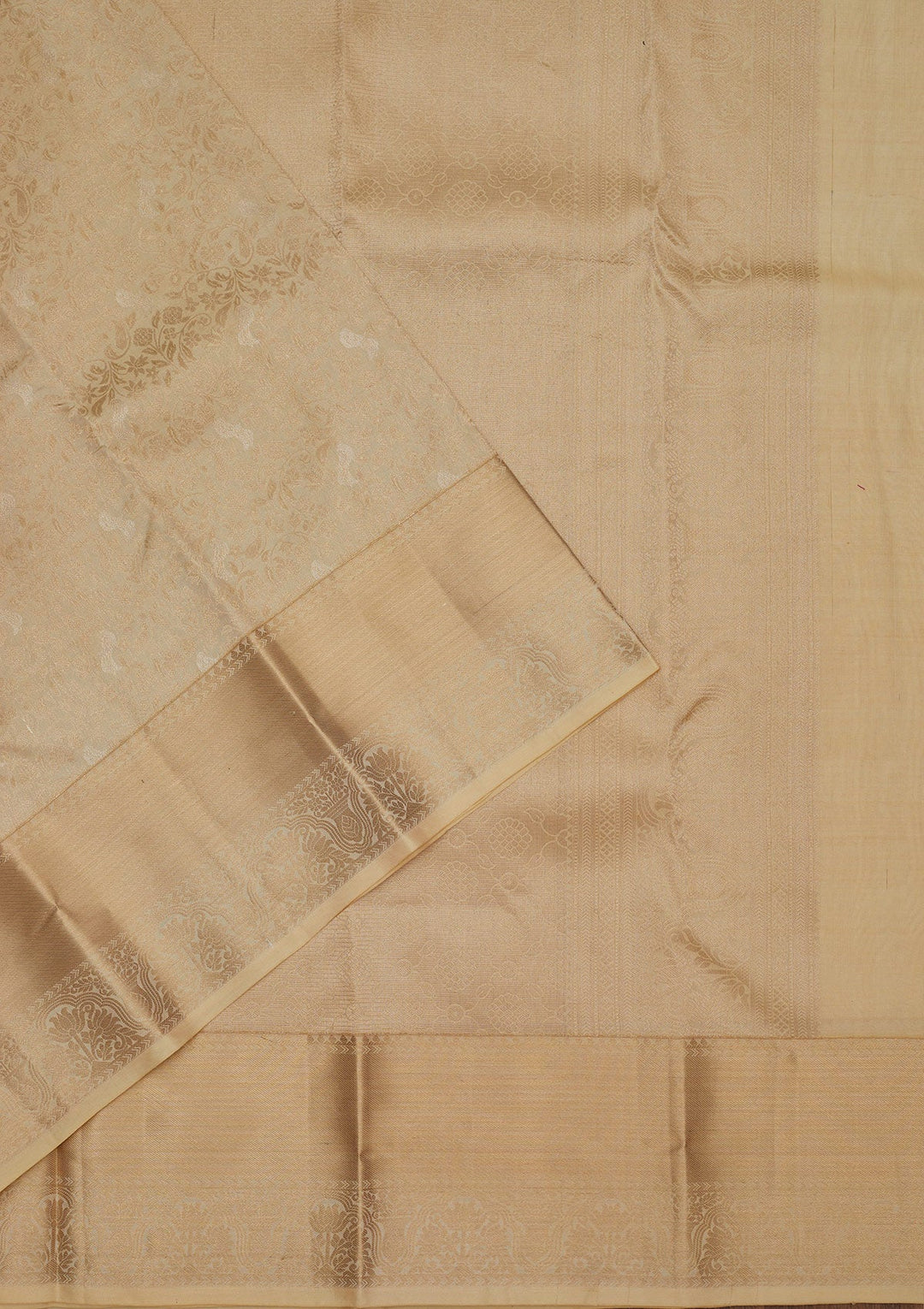 Beige Zariwork Pure Silk Saree-Koskii