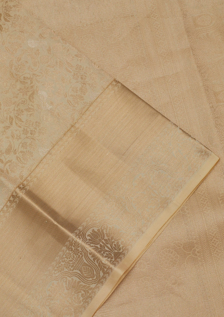 Beige Zariwork Pure Silk Saree-Koskii