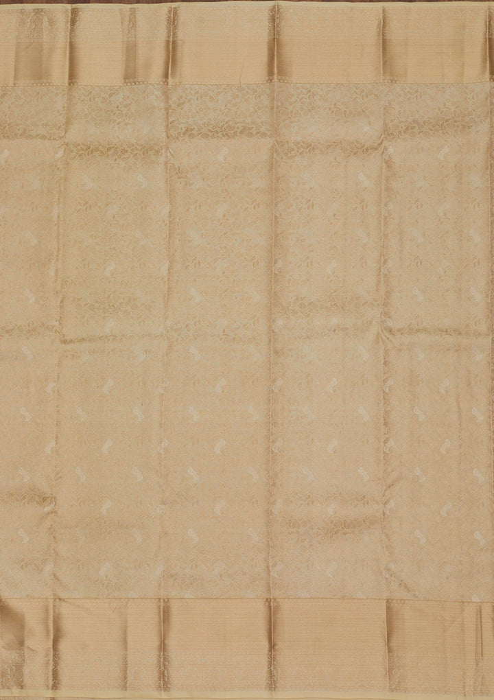 Beige Zariwork Pure Silk Saree-Koskii