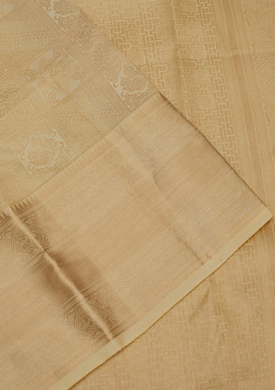 Beige Zariwork Pure Silk Saree-Koskii