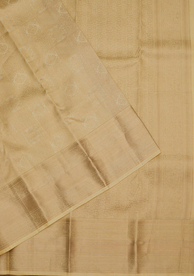 Beige Zariwork Pure Silk Saree-Koskii