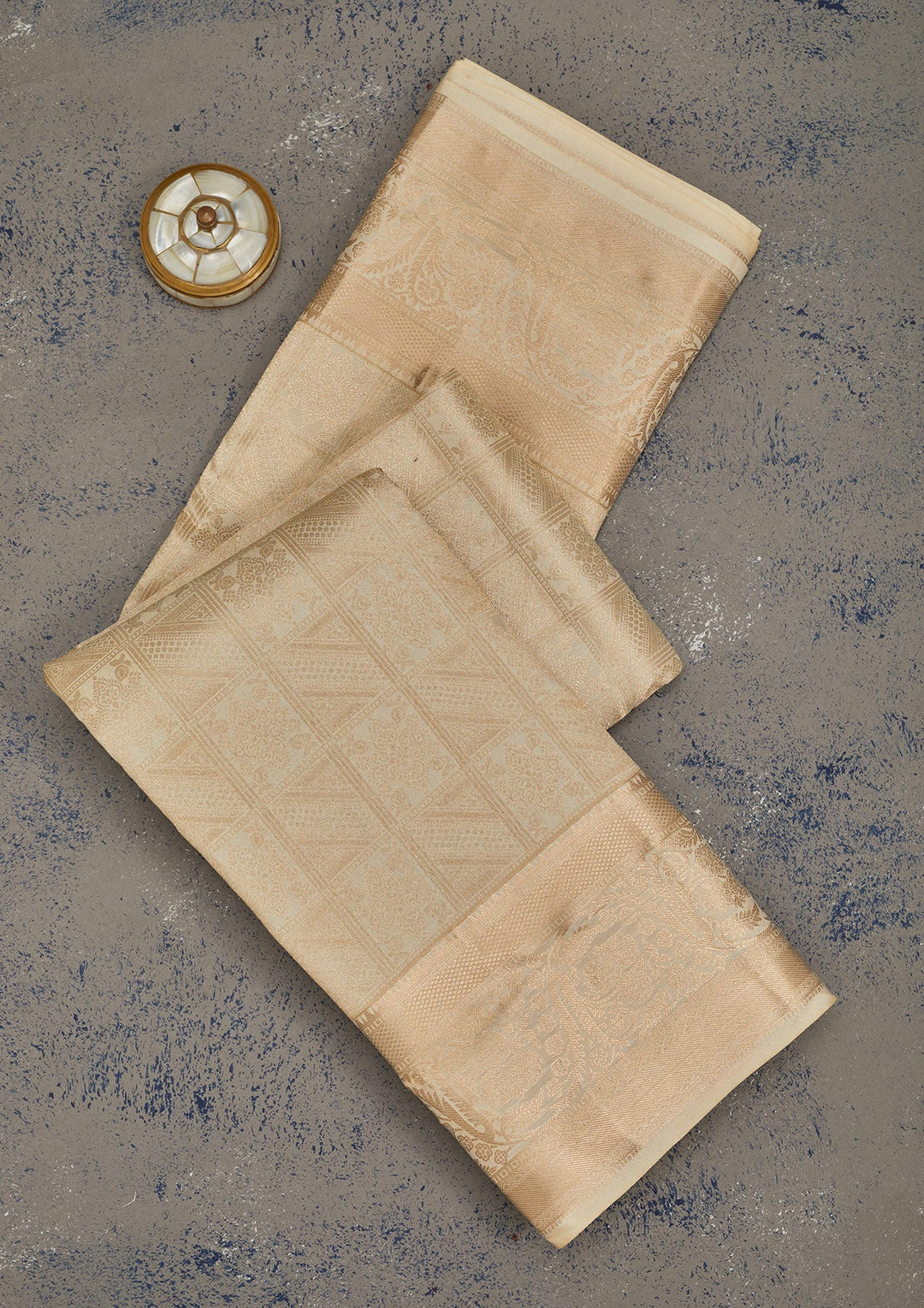 Beige Zariwork Pure Silk Saree-Koskii