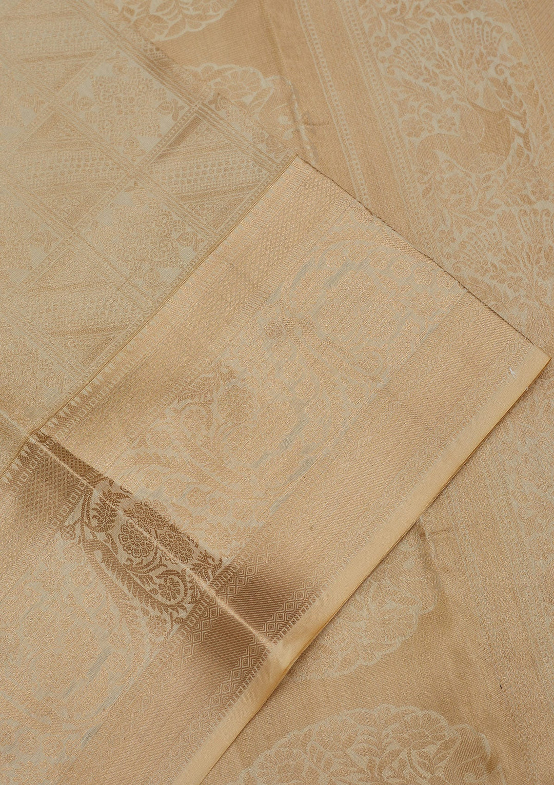 Beige Zariwork Pure Silk Saree-Koskii