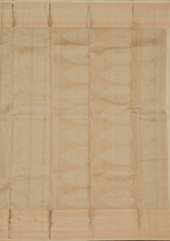 Beige Zariwork Pure Silk Saree-Koskii