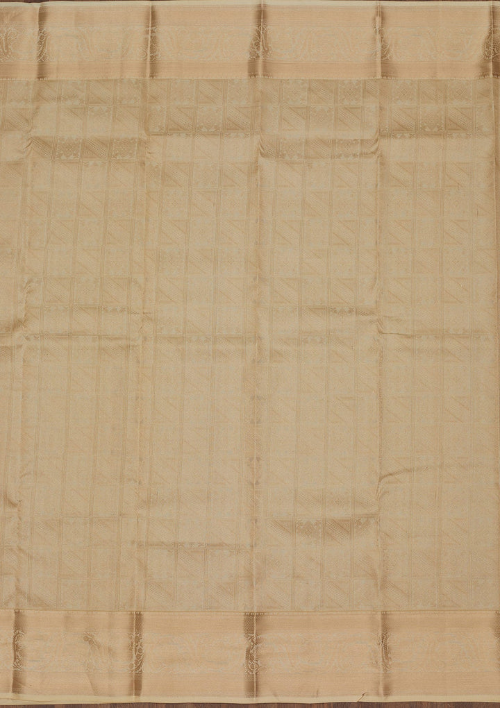 Beige Zariwork Pure Silk Saree-Koskii