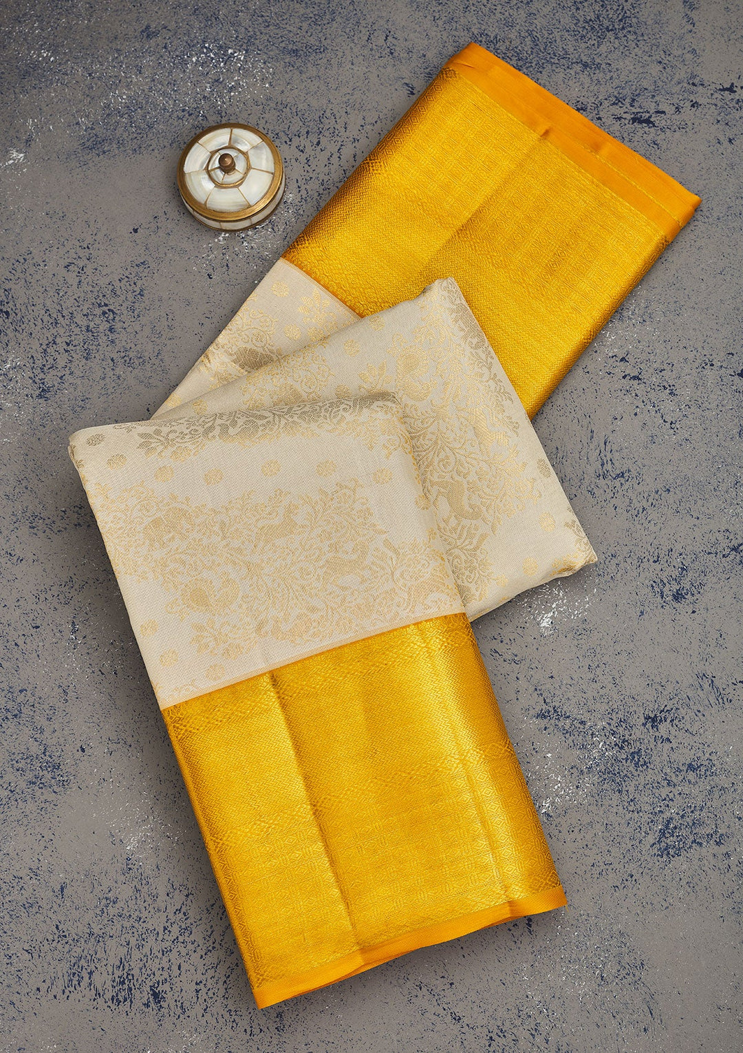 Beige Zariwork Pure Silk Saree-Koskii