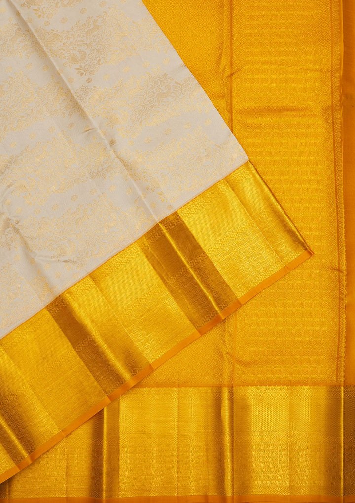 Beige Zariwork Pure Silk Saree-Koskii