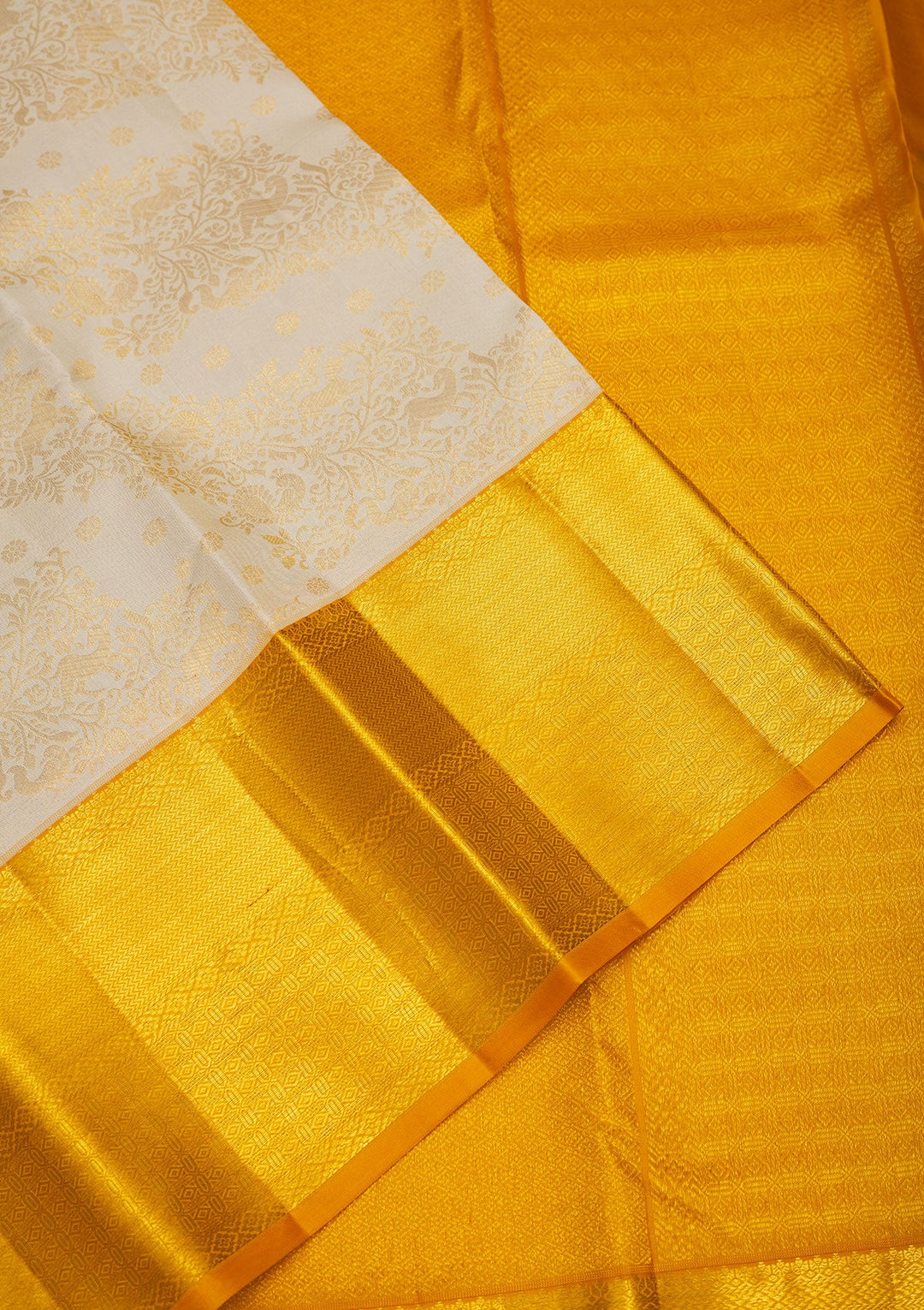 Beige Zariwork Pure Silk Saree-Koskii