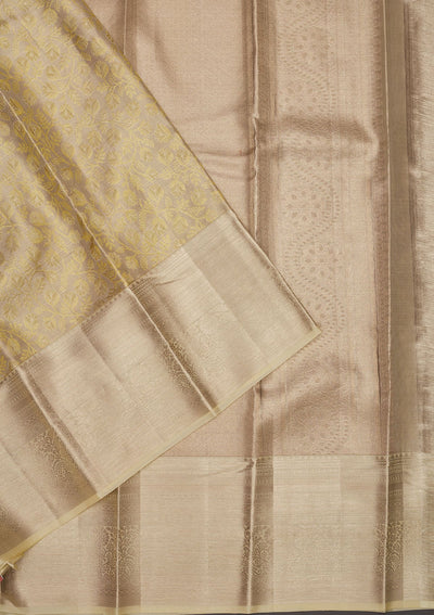 Beige Zariwork Pure Silk Saree-Koskii