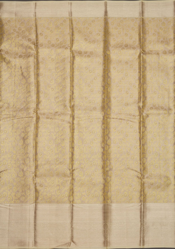 Beige Zariwork Pure Silk Saree-Koskii