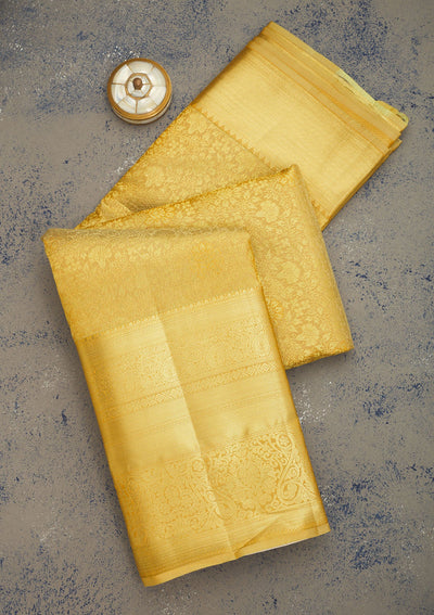 Beige Zariwork Pure Silk Saree-Koskii