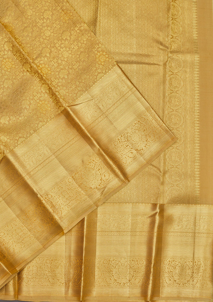 Beige Zariwork Pure Silk Saree-Koskii