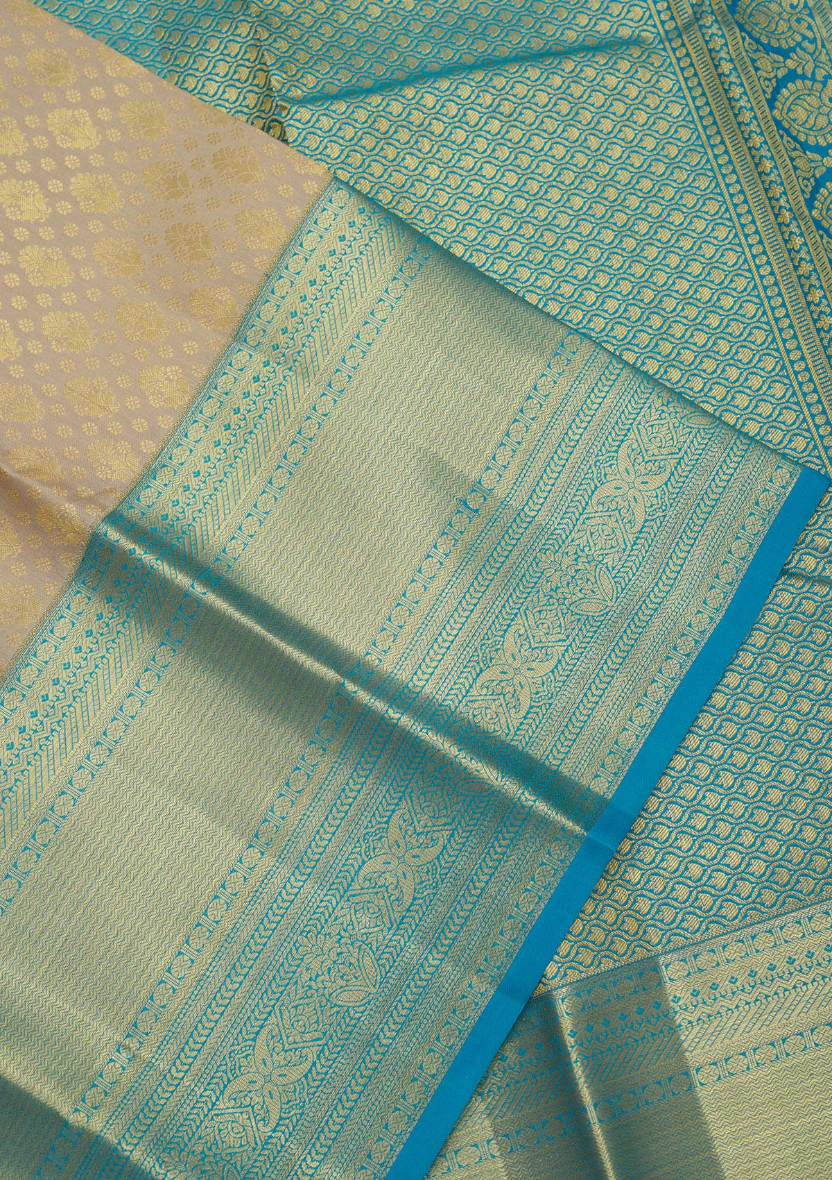 Beige Zariwork Pure Silk Saree-Koskii