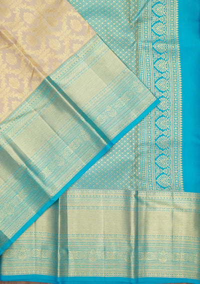 Beige Zariwork Pure Silk Saree-Koskii