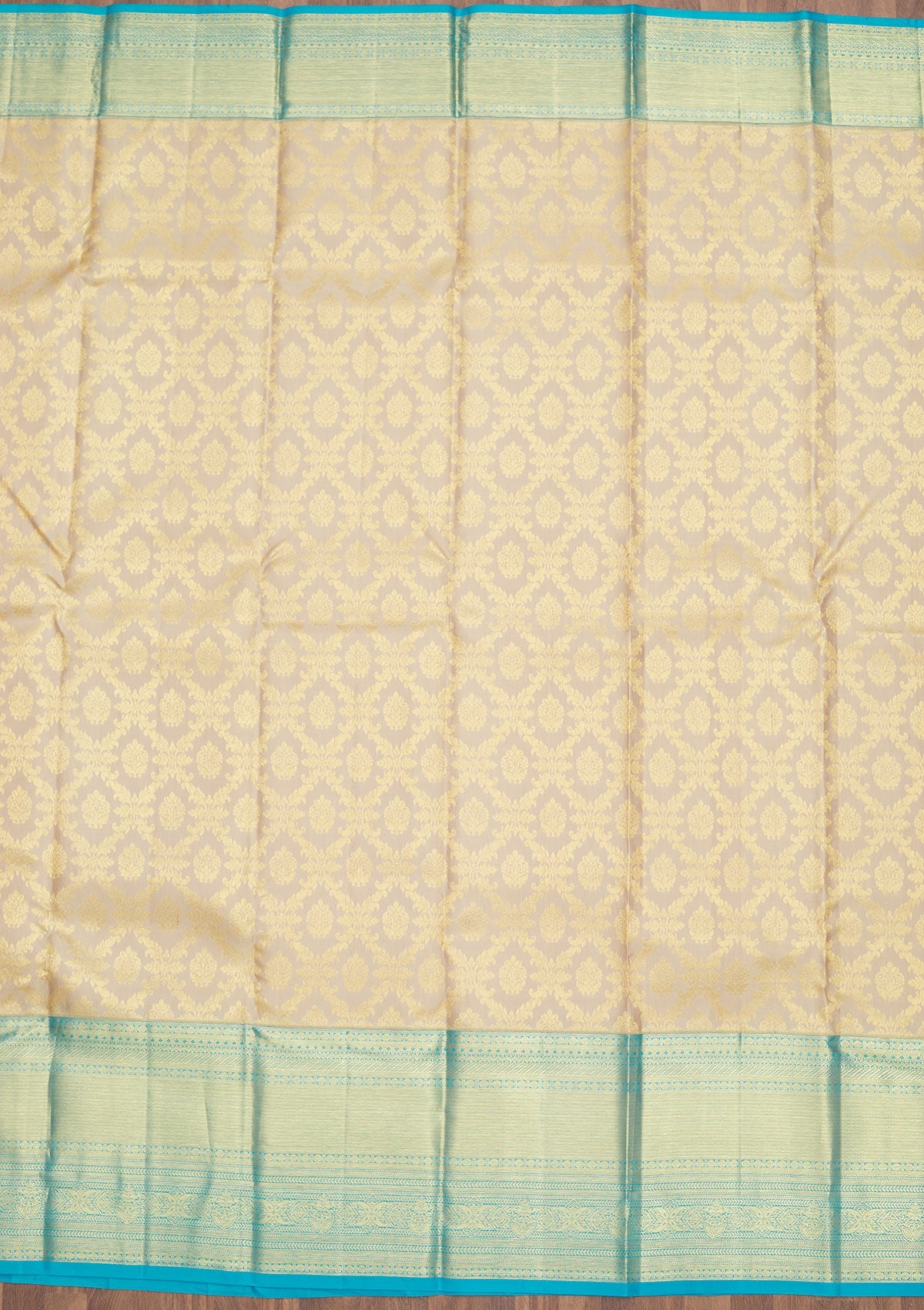 Beige Zariwork Pure Silk Saree-Koskii