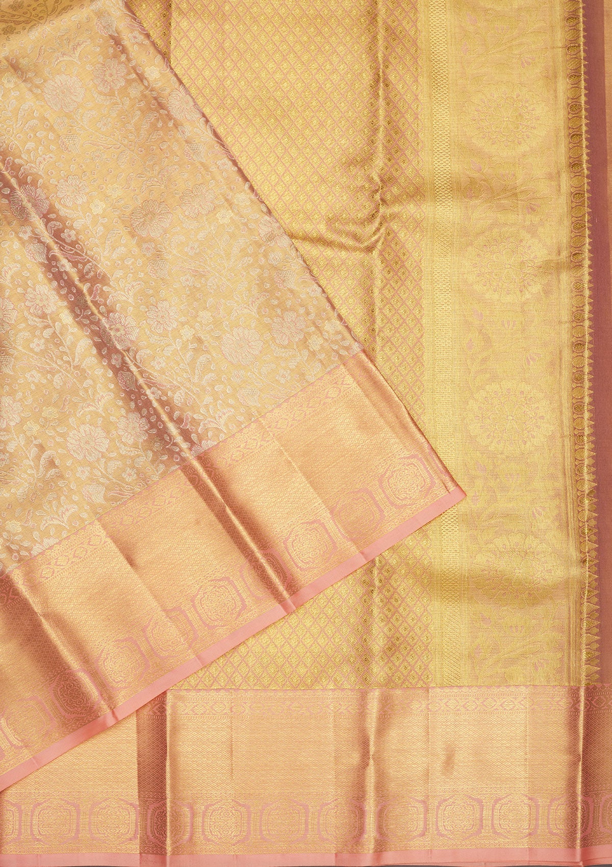 Beige Zariwork Pure Silk Saree-Koskii