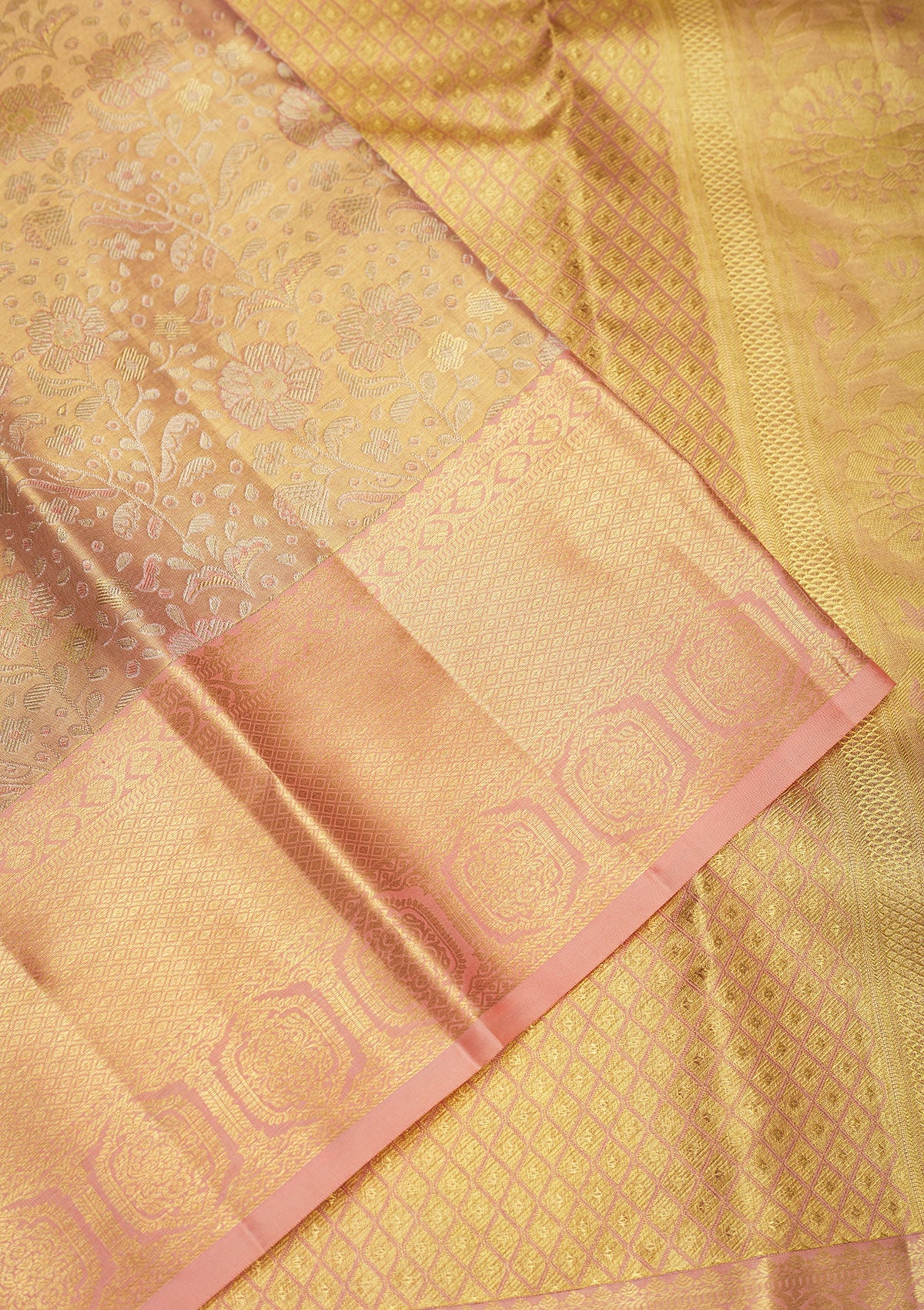 Beige Zariwork Pure Silk Saree-Koskii