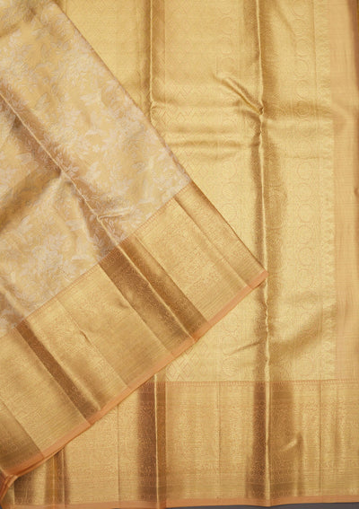 Beige Zariwork Pure Silk Saree-Koskii